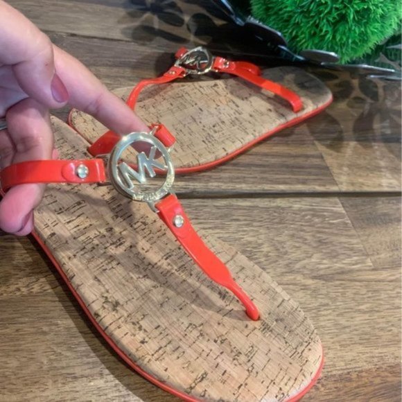 michael KORS sandals. Orange/cork footbed. Size 10. New condition. - Picture 3 of 10